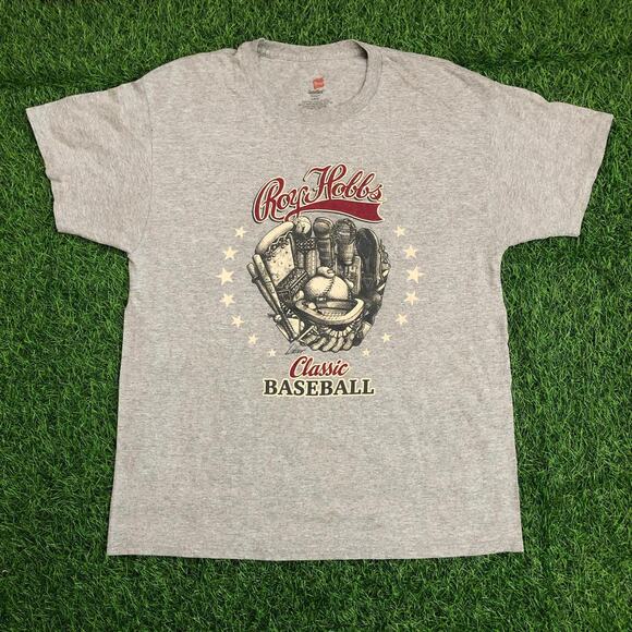 Men’s Vintage Grey ‘Roy Hobbs Classic Baseball’ Graphic Tee - Picture 1 of 4